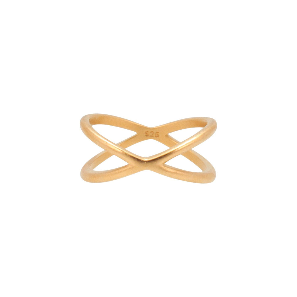 Criss Cross Ring in 24k Gold Plated Sterling Silver