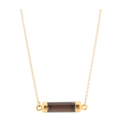 Gold Smokey Quartz Bar Necklace