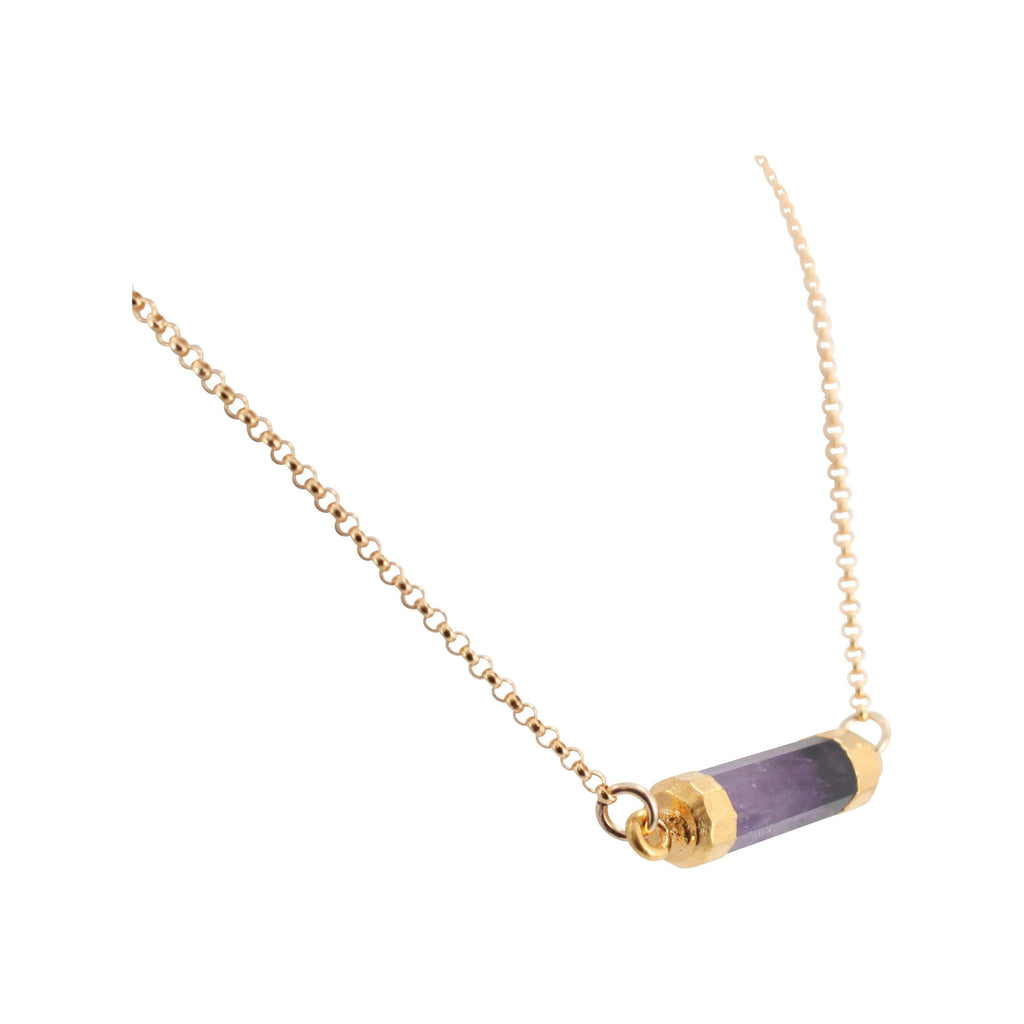 Gold Amethyst Bar Necklace