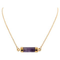 Gold Amethyst Bar Necklace