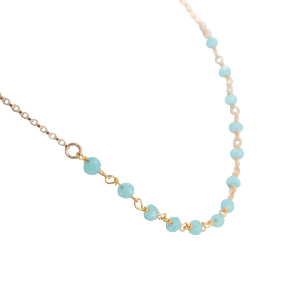Delicate Aqua Chalcedony Gemstone Necklace on Gold Filled Chain