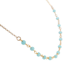 Delicate Aqua Chalcedony Gemstone Necklace on Gold Filled Chain