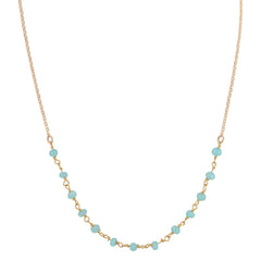 Delicate Aqua Chalcedony Gemstone Necklace on Gold Filled Chain