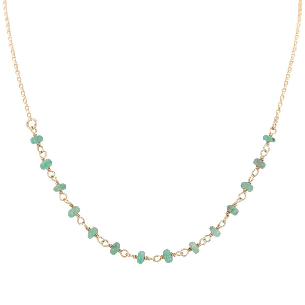 Delicate 4mm Chrysoprase Gemstone Necklace on Gold Filled Chain
