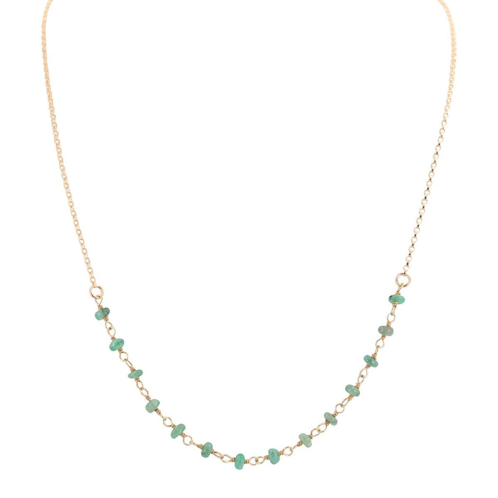 Delicate 4mm Chrysoprase Gemstone Necklace on Gold Filled Chain