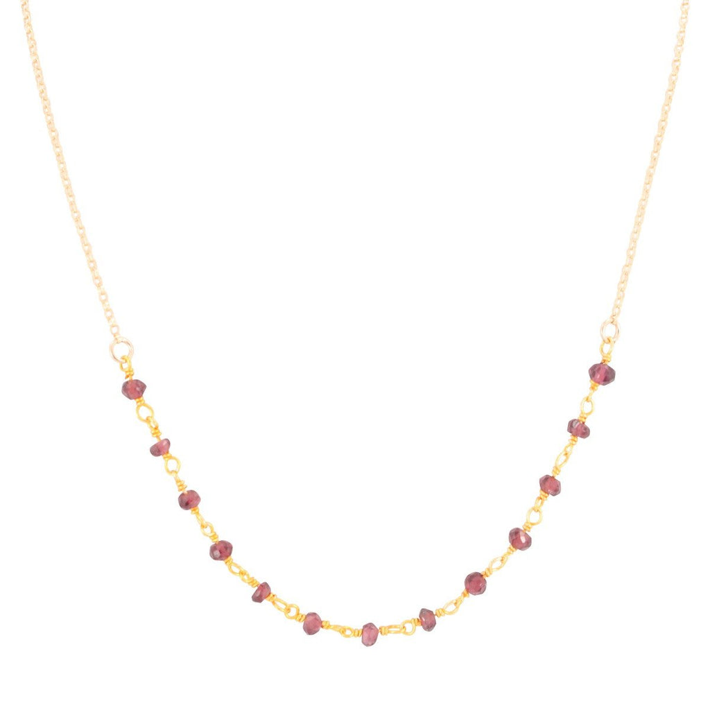Delicate Garnet Gemstone Necklace on Gold Filled Chain (Heart Chakra)