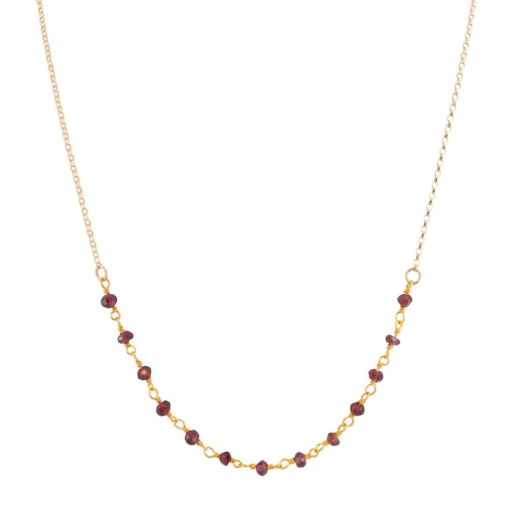 Delicate Garnet Gemstone Necklace on Gold Filled Chain (Heart Chakra)