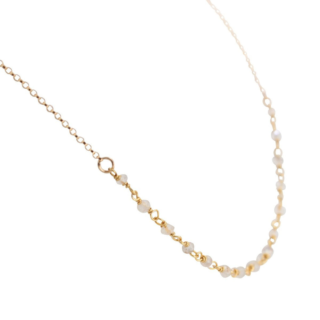 Delicate 3mm Moonstone Gemstone Necklace on Gold Filled Chain
