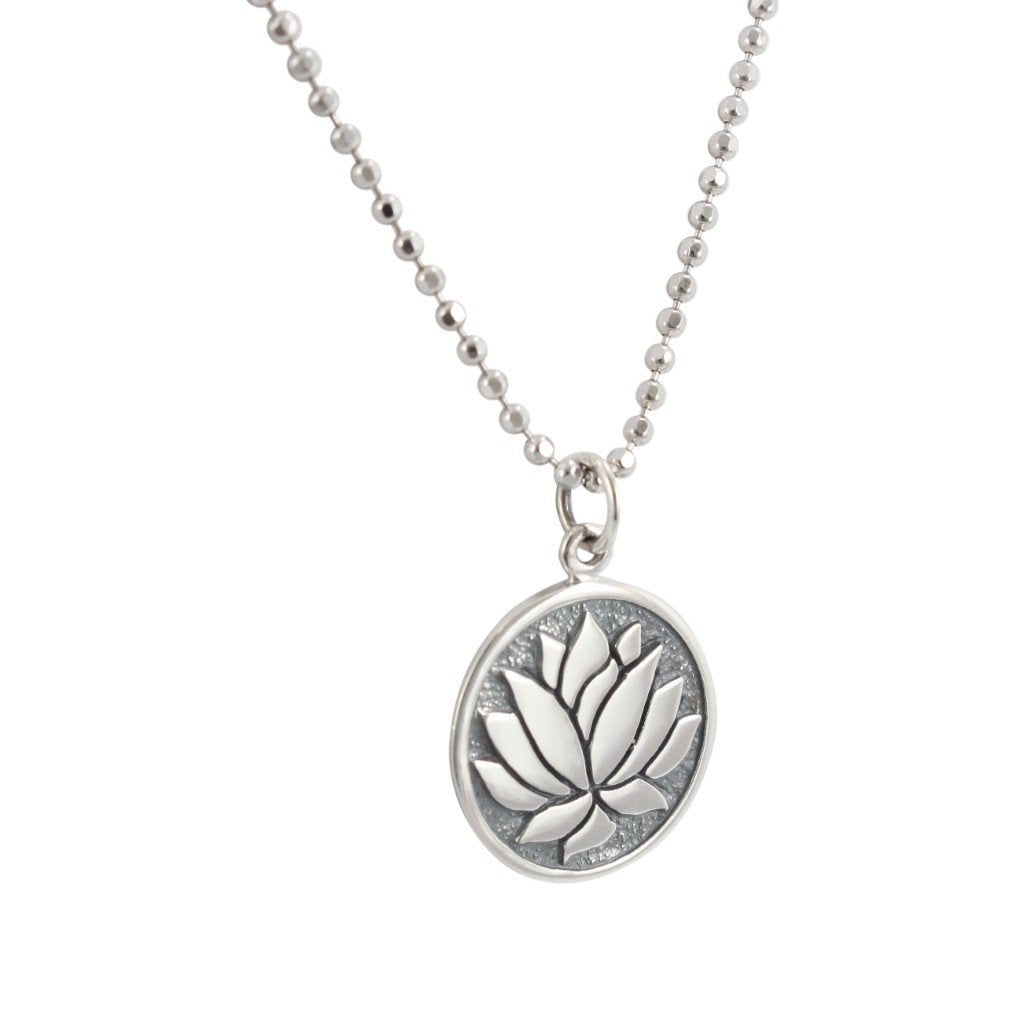 Round Lotus Necklace in Sterling Silver
