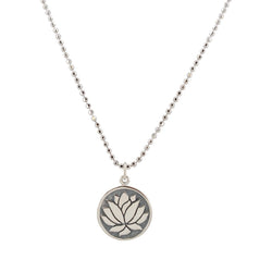 Round Lotus Necklace in Sterling Silver