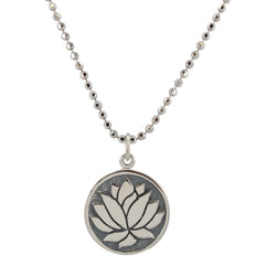 Round Lotus Necklace in Sterling Silver