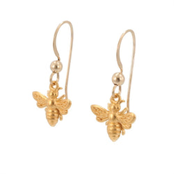 Tiny Gold Honey Bee Dangle Earrings