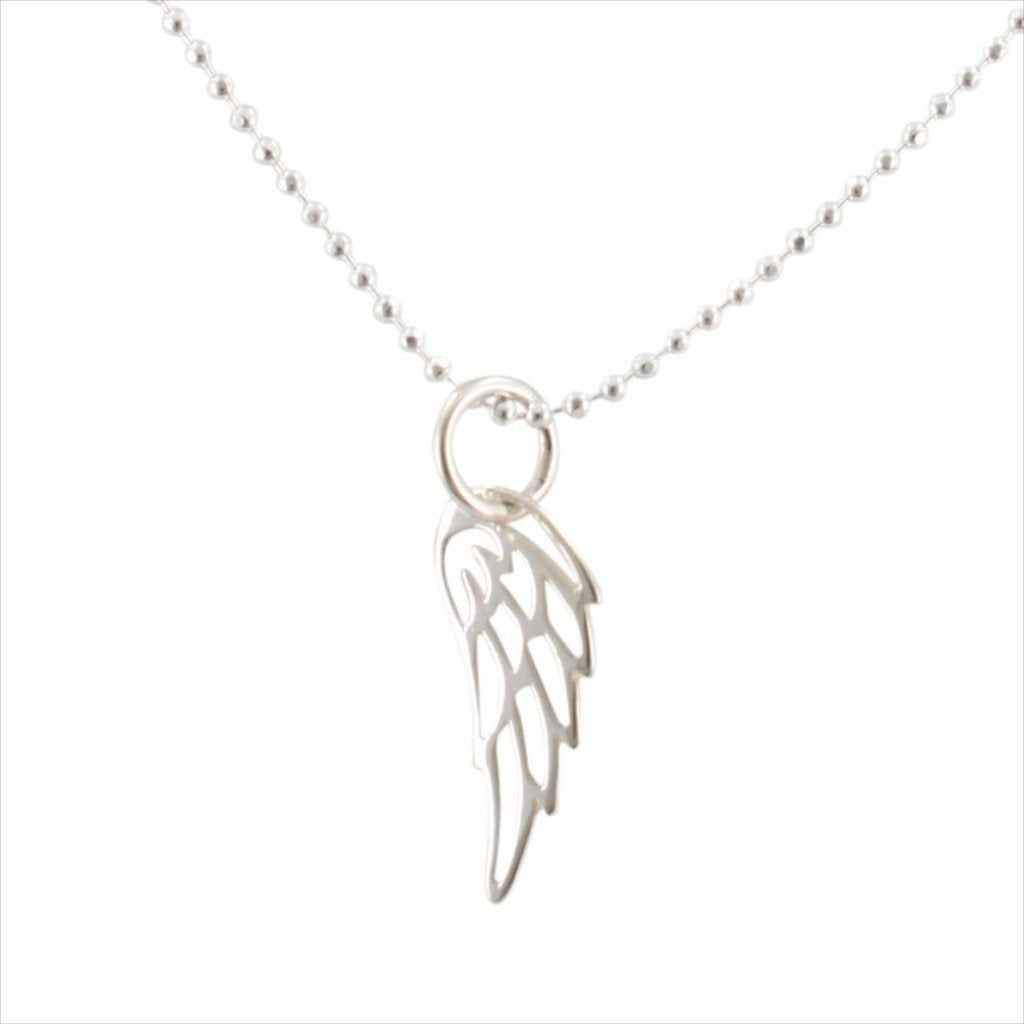 Detailed Mini Sterling Silver Angel Wing Necklace