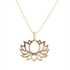 Bronze Lotus Necklace on Gold Fill Chain