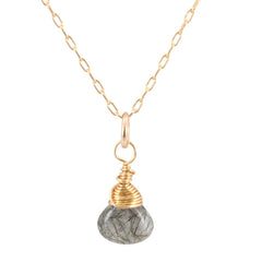 Tourmalinated Quartz Briolette Necklace