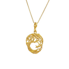 Celtic Family Tree of Life with Heart Shape in Center, Double Sided in 14K Gold Fill on 18