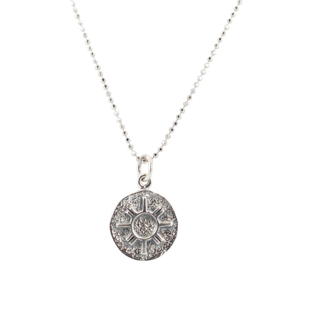 White Magic Sun Amulet Necklace in Sterling Silver