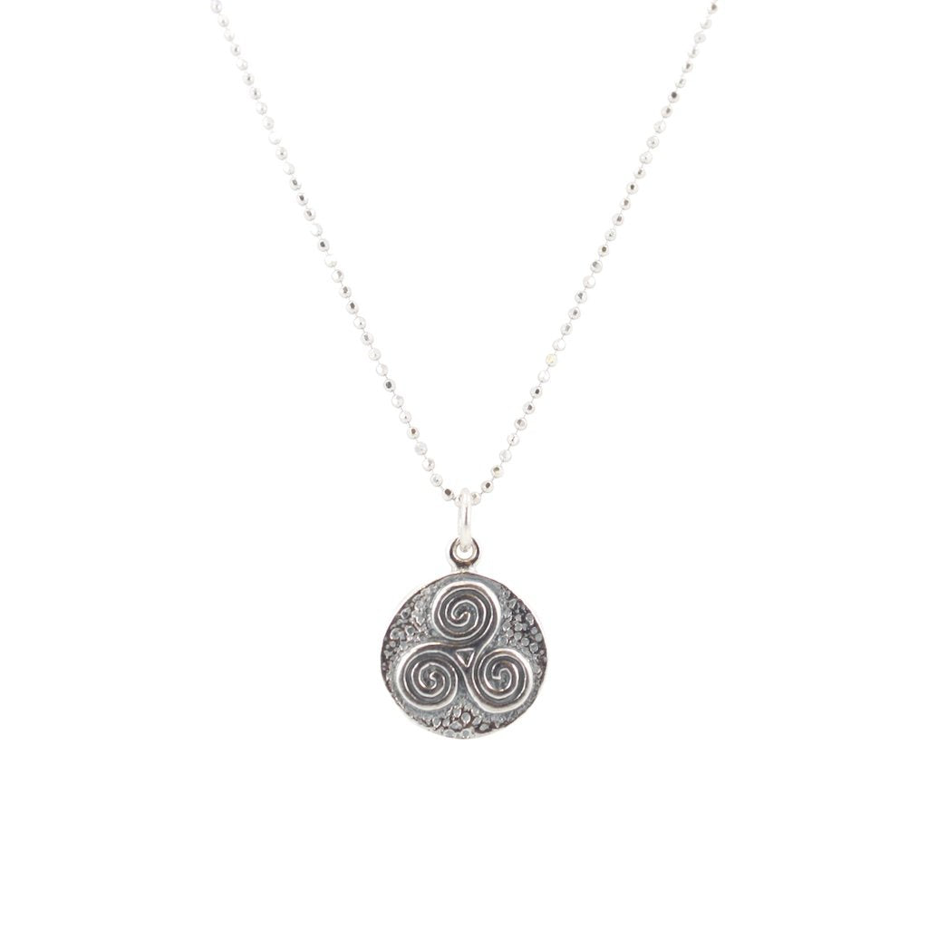 White Magic Triple Spiral Amulet Necklace in Sterling Silver