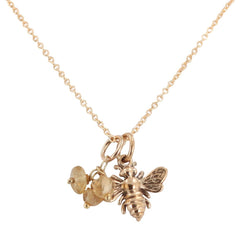 Tiny Bronze Honey Bee Necklace with Citrine
