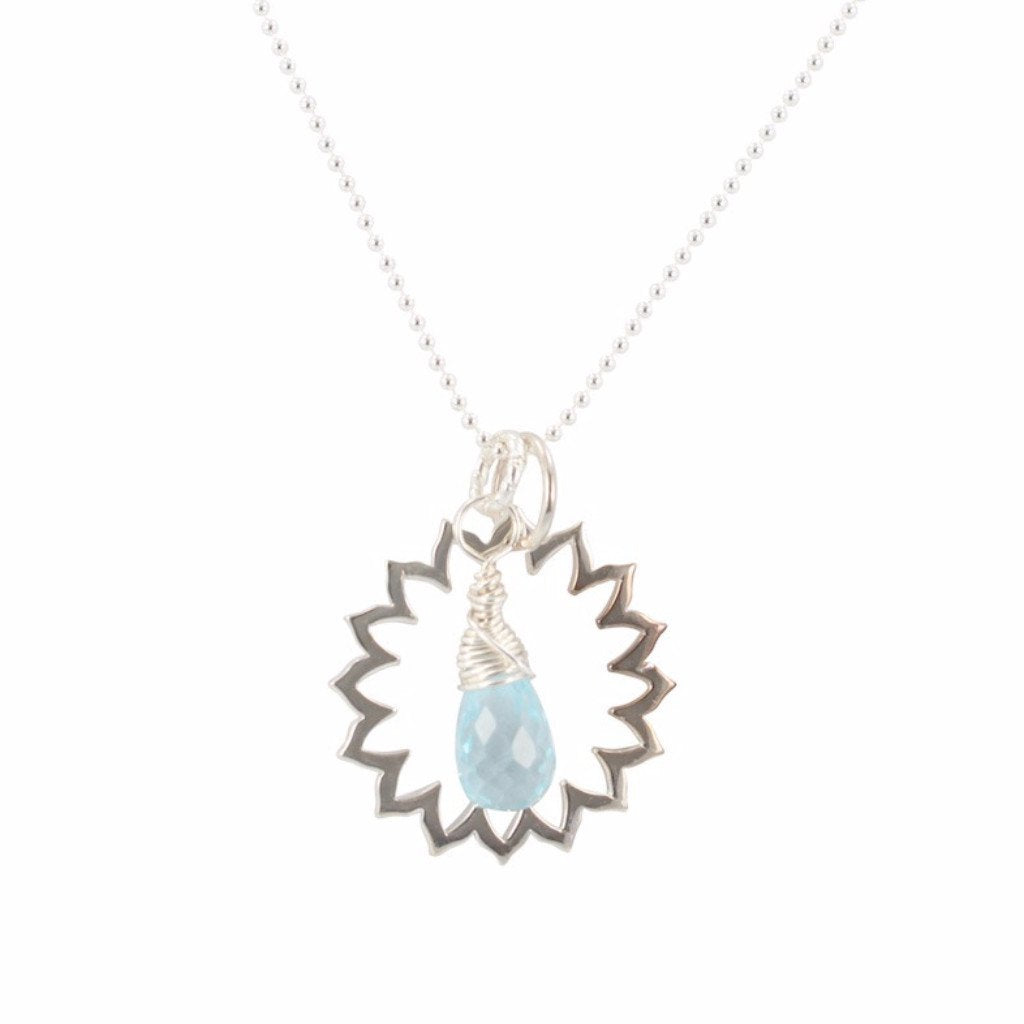 Blue Topaz Throat Chakra Necklace in Sterling Silver