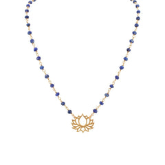As Seen on Bella & the Bulldogs - Gold Lotus Necklace on Lapis Beads