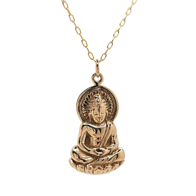 Limited Edition Detailed Sitting Young Buddha Necklace on a 16