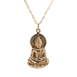 Limited Edition Detailed Sitting Young Buddha Necklace on a 16