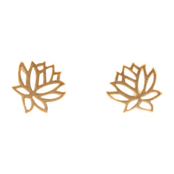 Tiny Lotus Flower Earrings in Gold