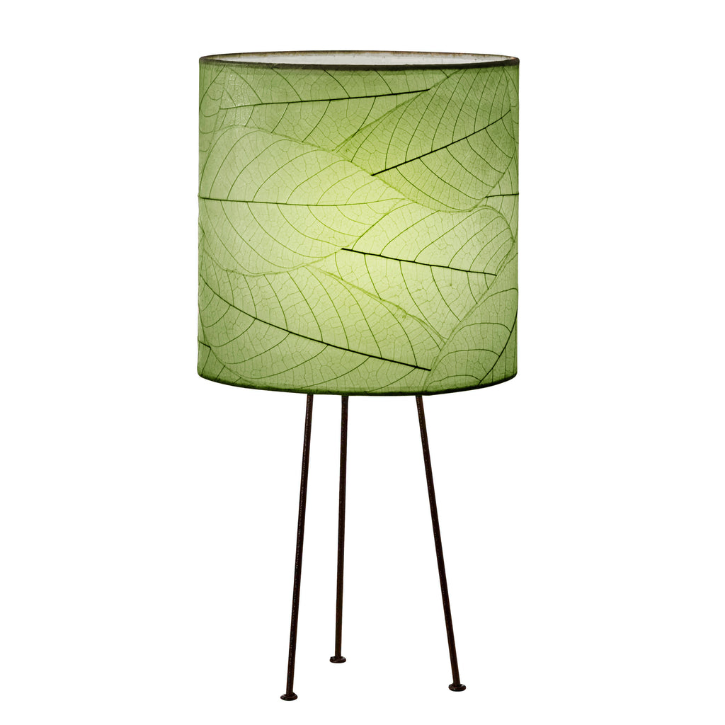 Metal Tripod Drum Table Lamp Green