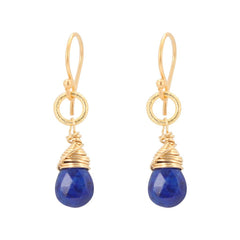 Lapis Dangle Earrings in Gold