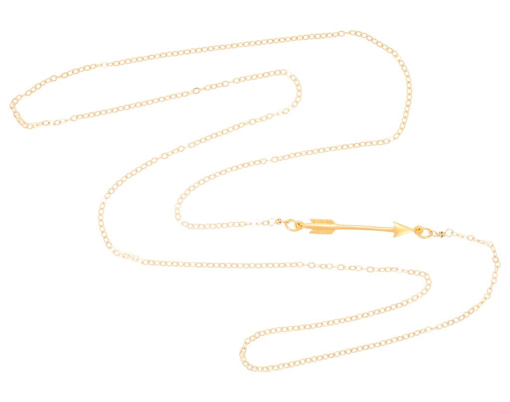 Gold Arrow Necklace on 30