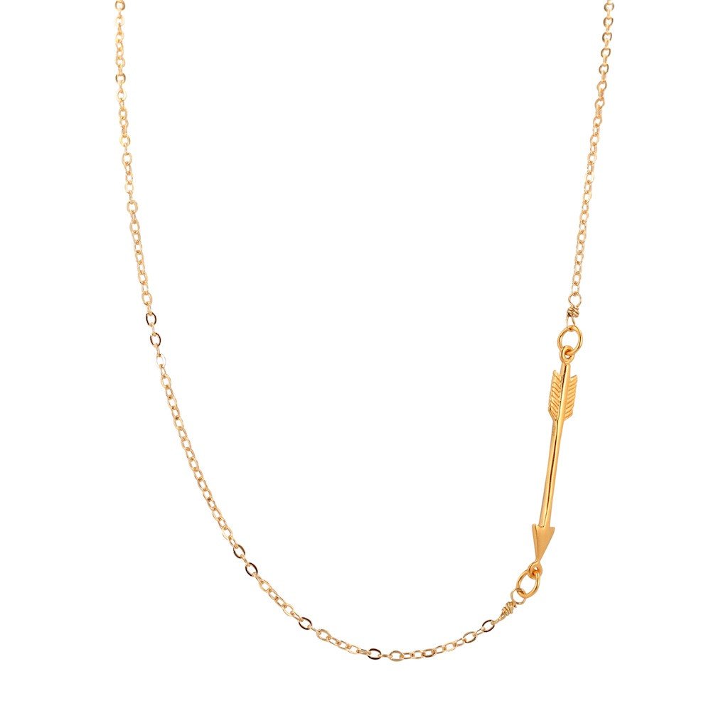 Gold Arrow Necklace on 30
