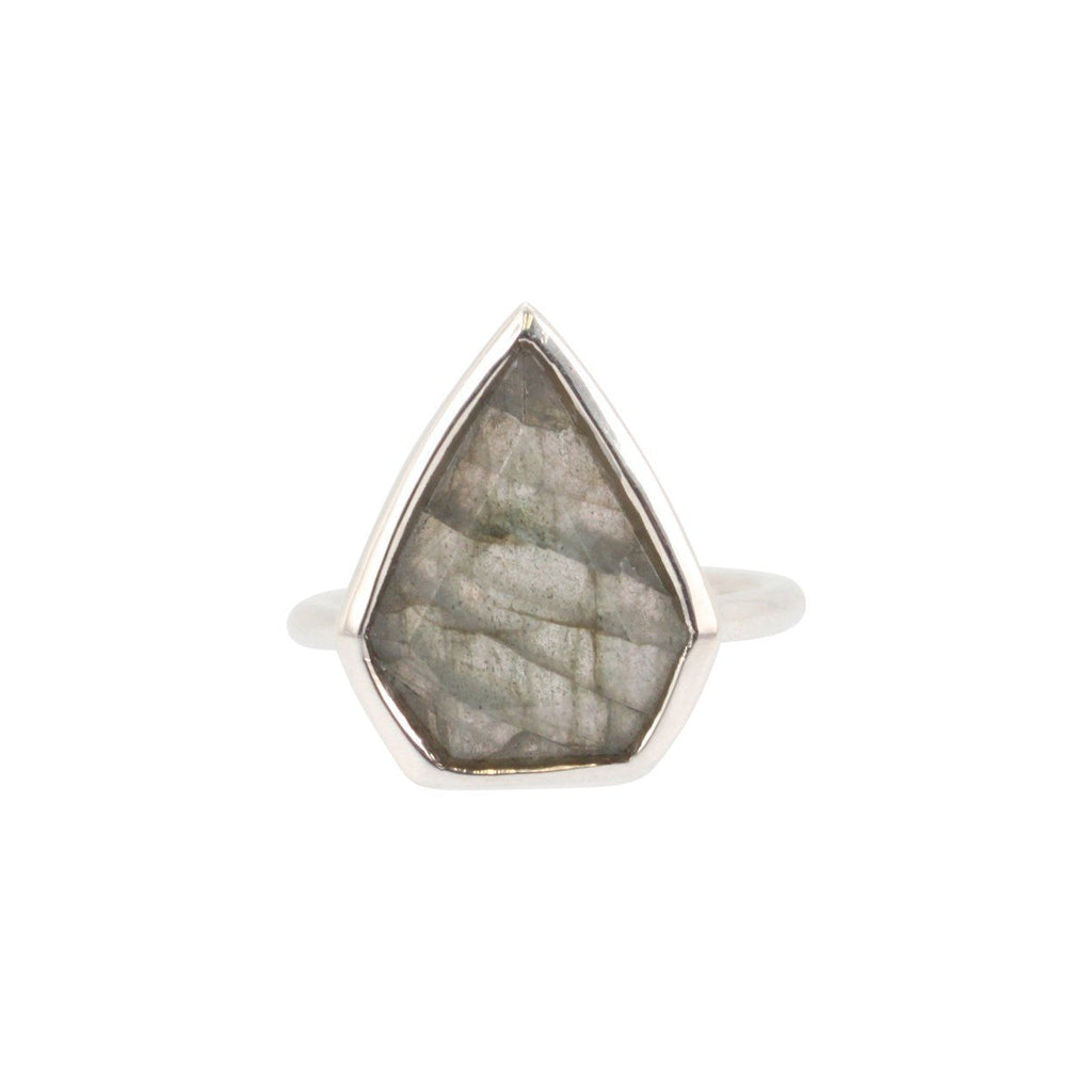 Geometric Labradorite Gemstone Ring in Silver