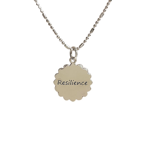 Resilience Mandala Affirmation Double Sided Necklace in Sterling Silver