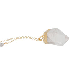 Clear Quartz Necklace with Herkimer Diamond on a 28