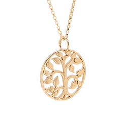 Medium Round Cut Out Design Tree of Life Pendant in Bronze on an 18
