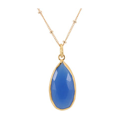 Gold Deep Blue Chalcedony Necklace