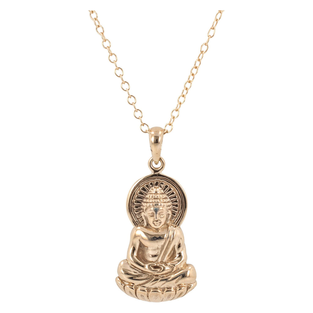 Detailed Sitting Young Buddha Necklace in Bronze