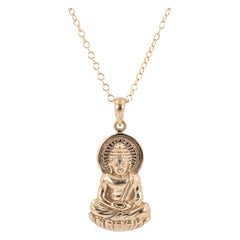 Detailed Sitting Young Buddha Necklace in Bronze