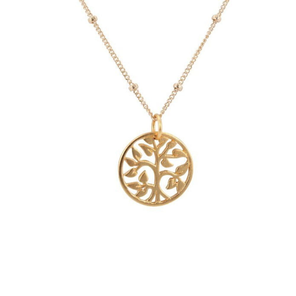 Round Cut Out Small Tree of Life Pendant in Bronze on 18