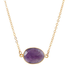 Amethyst Pendant on Gold Chain, 15