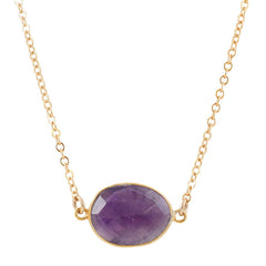 Amethyst Pendant on Gold Fill Link Chain in Adjustable Lengths