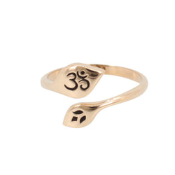 Om (Aum) and Lotus Ring in Bronze