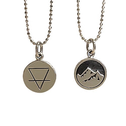 Double Sided Earth Element Necklace in Sterling Silver on Rhodium Plated Sterling Silver Chain 16