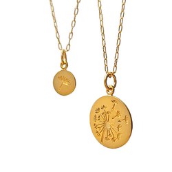 Gold Large & Small Dandelion Mother Daughter 2 Necklace Set on 18