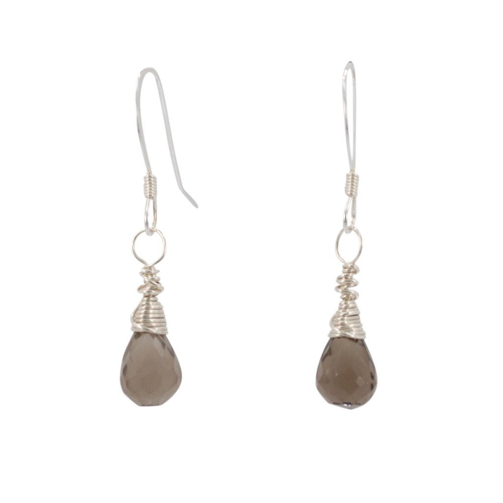 Smoky Quartz Gemstone Earrings in Gold or Silver