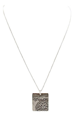 Herbivore Word Necklace with Flower Design in Sterling Silver