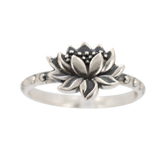 Detailed Lotus Ring in Sterling Silver