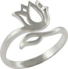 Lotus Flower Ring in Sterling Silver, Adjustable