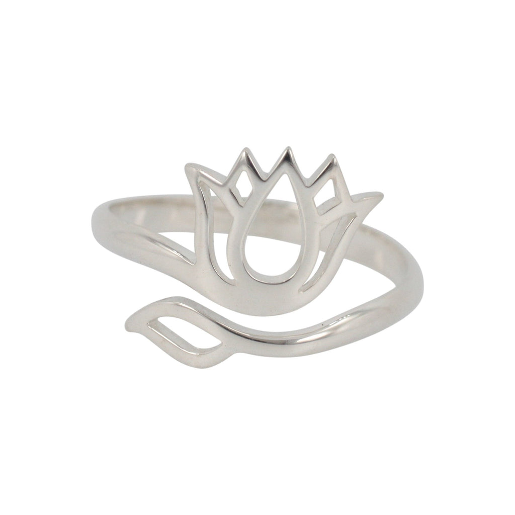Lotus Flower Ring in Sterling Silver, Adjustable